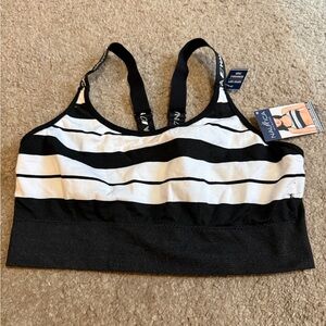 Nautica Women's Striped Sports Bra in Black and White